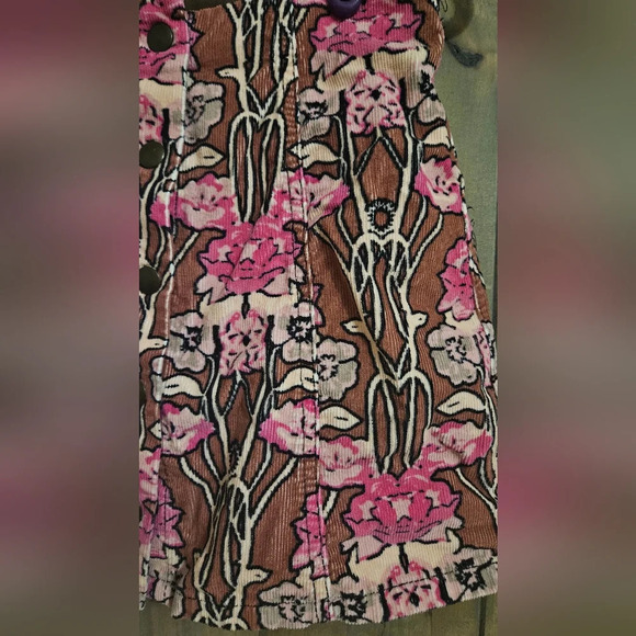 TOPSHOP Rose Print Corduroy A-Line Skirt. Size US 4 - Picture 12 of 14